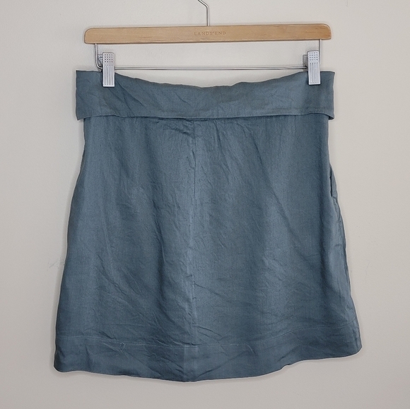 Vince | Green Linen Blend Mini Skirt with Foldover Waist Size 2 - Picture 6 of 6